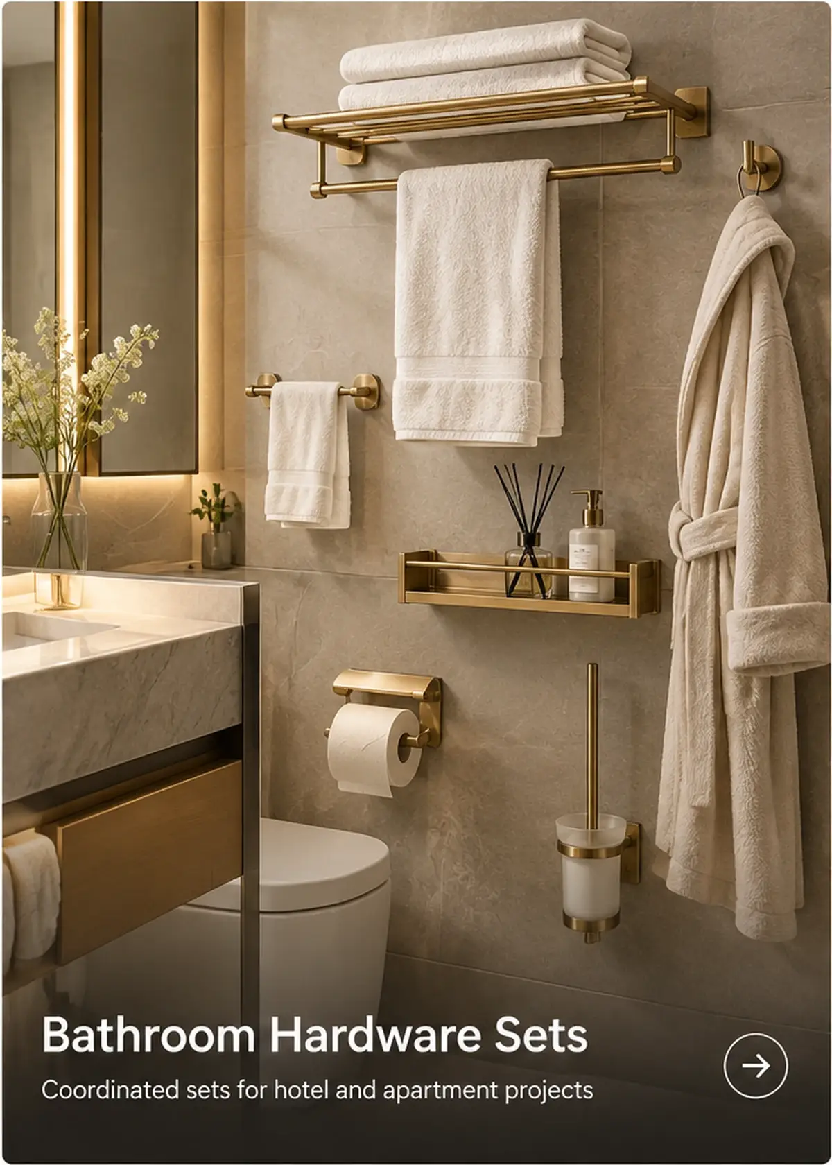304 stainless steel bathroom hardware set for hotel and apartment projects