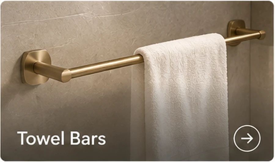 Brushed gold towel bar for hotel bathroom and commercial projects