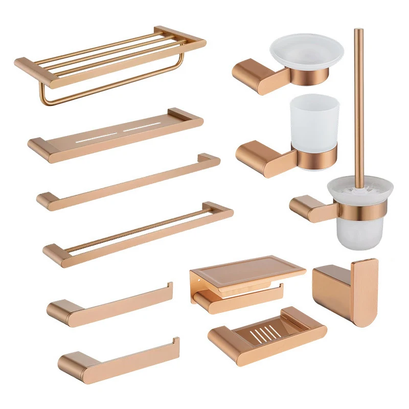 BA-010 rose gold bathroom hardware collection with matching accessories | SHENVO