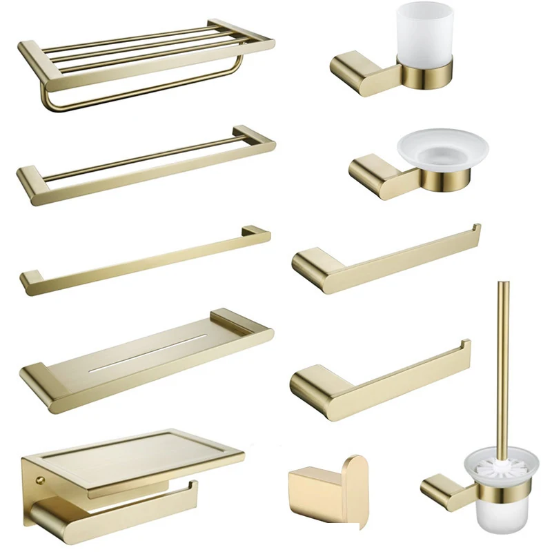 BA-029 brushed gold bathroom hardware collection with matching accessories | SHENVO
